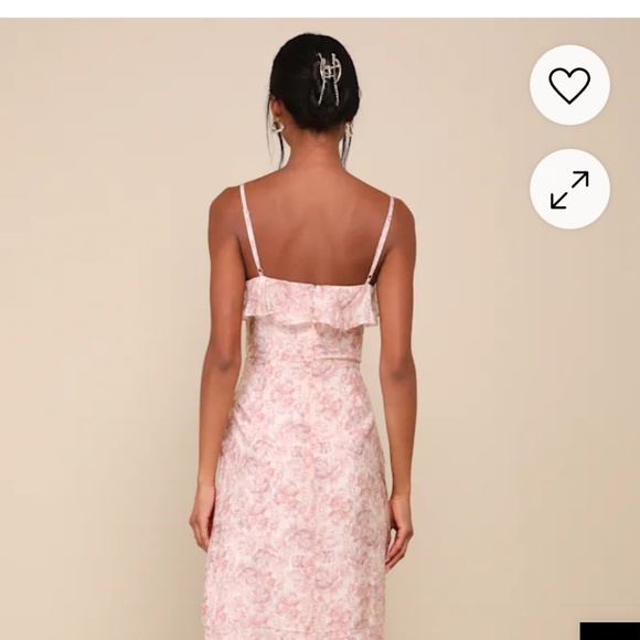 Lulus Cherished Sweetheart Dusty Pink Floral Bustier Midi Dress - Size XL - Picture 4 of 6